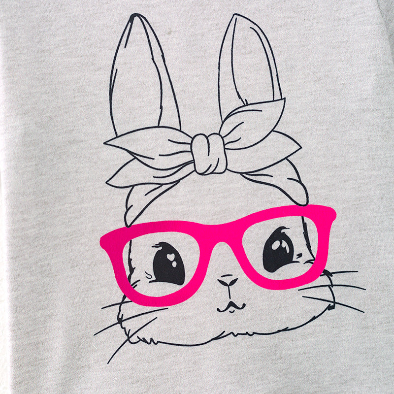 （In Stock）Mommy and Me Easter Bunny Print Grey Top