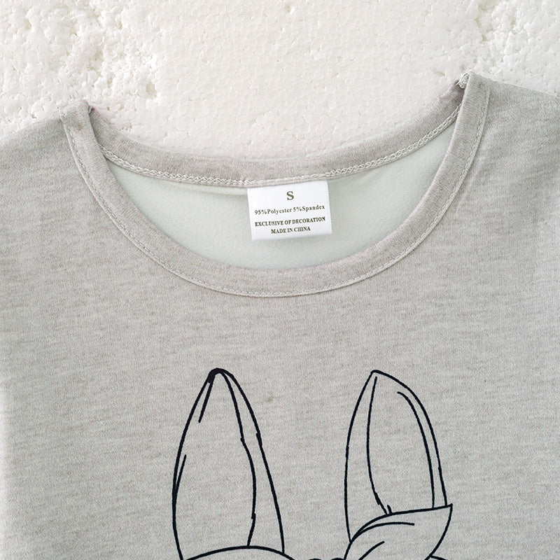 （In Stock）Mommy and Me Easter Bunny Print Grey Top