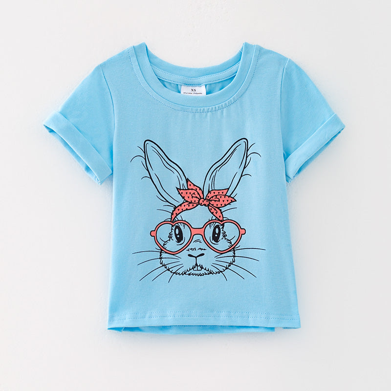 （In Stock）Girls Easter Bunny Print Cotton Top