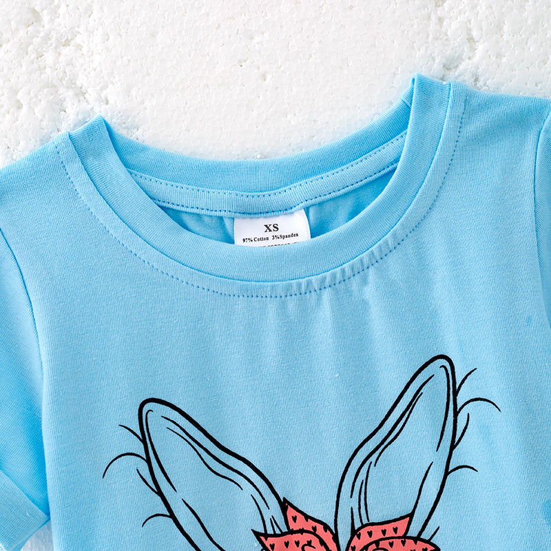 （In Stock）Girls Easter Bunny Print Cotton Top