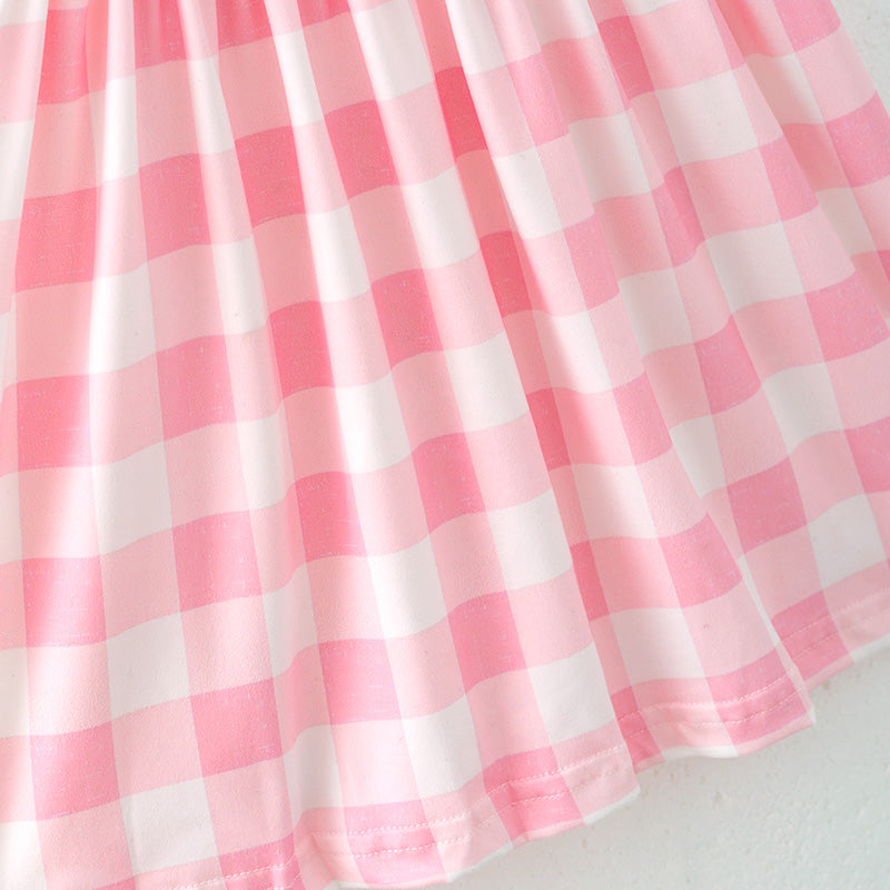 （In Stock）Girls Easter Pink Plaid Dress