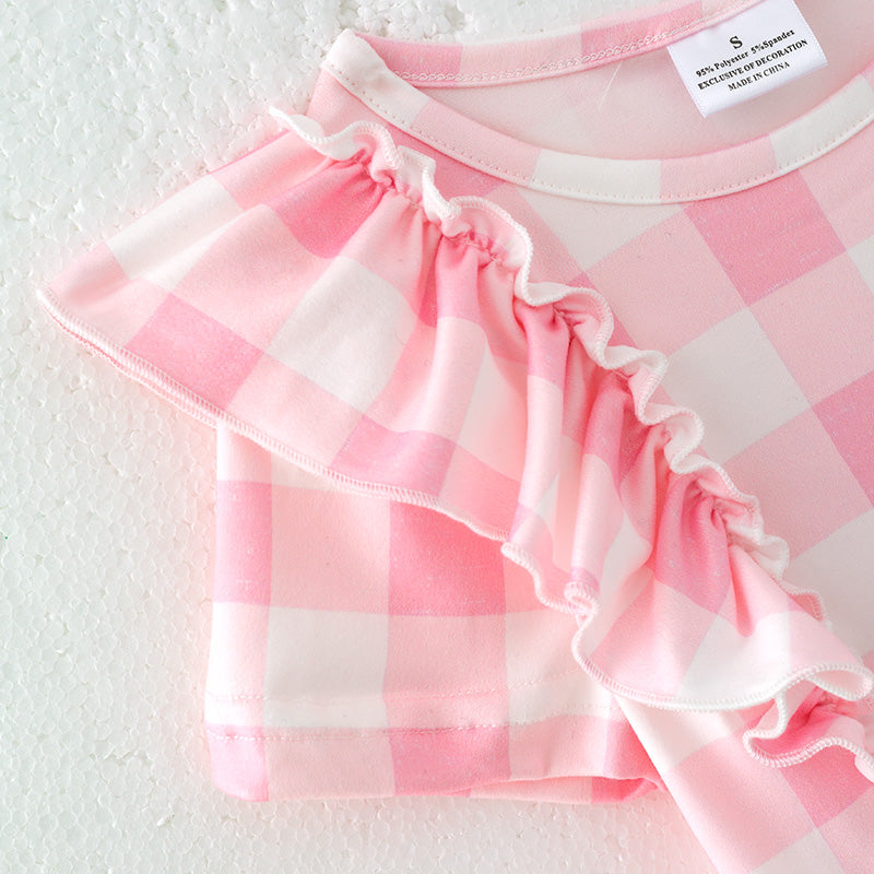 （In Stock）Girls Easter Pink Plaid Dress