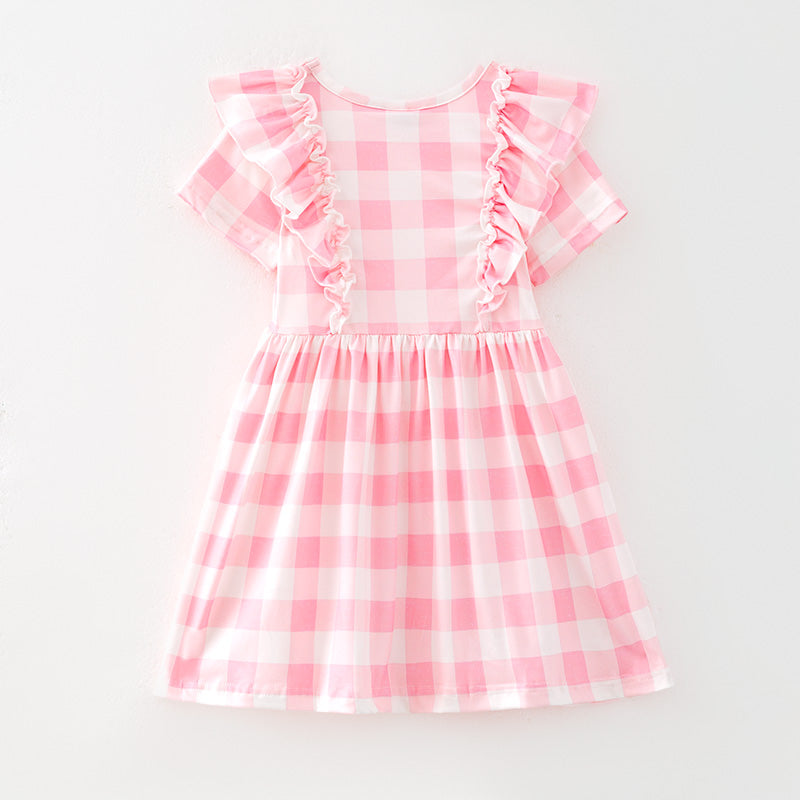 （In Stock）Girls Easter Pink Plaid Dress