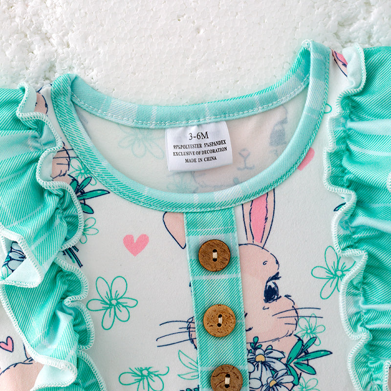 （In Stock）Toddler Girls Easter Bunny Print Romper