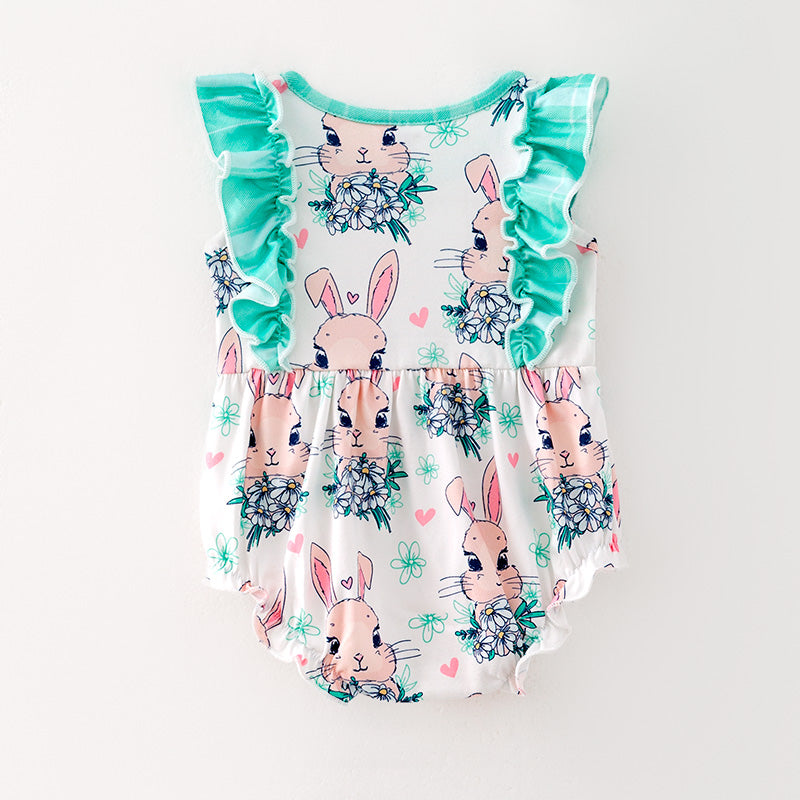 （In Stock）Toddler Girls Easter Bunny Print Romper