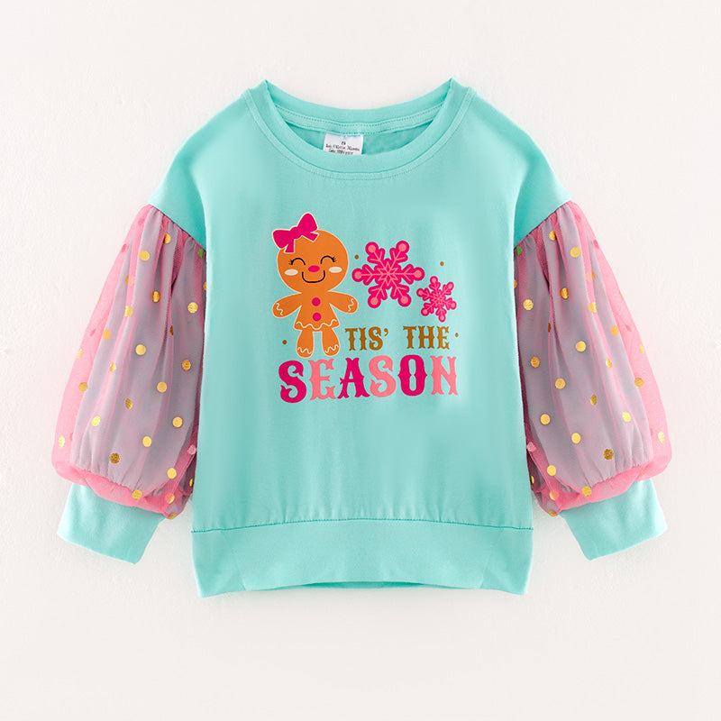 （In Stock G22-3-2）Girls Christmas Print T-shirt