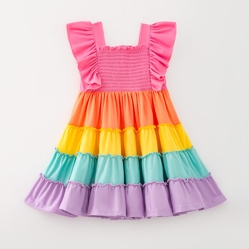 （In Stock）Mommy and Me Easter Color Matching Smocked Dress