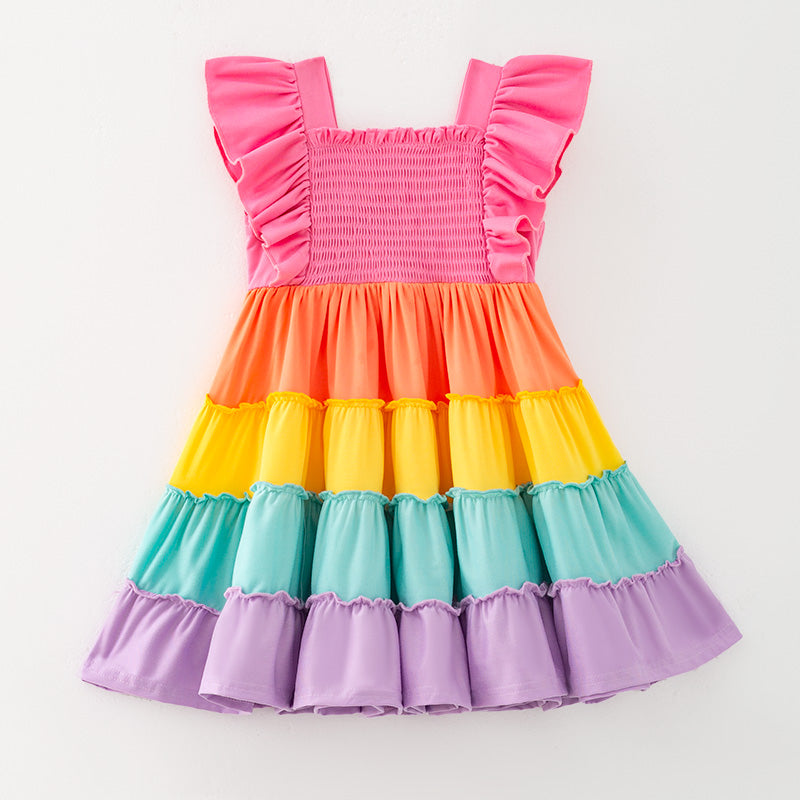 （In Stock）Mommy and Me Easter Color Matching Smocked Dress