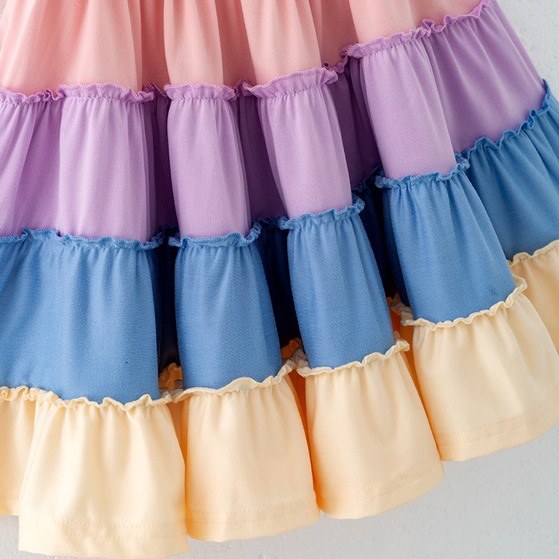 （In Stock）Girls Easter Color Matching Smocked Dress