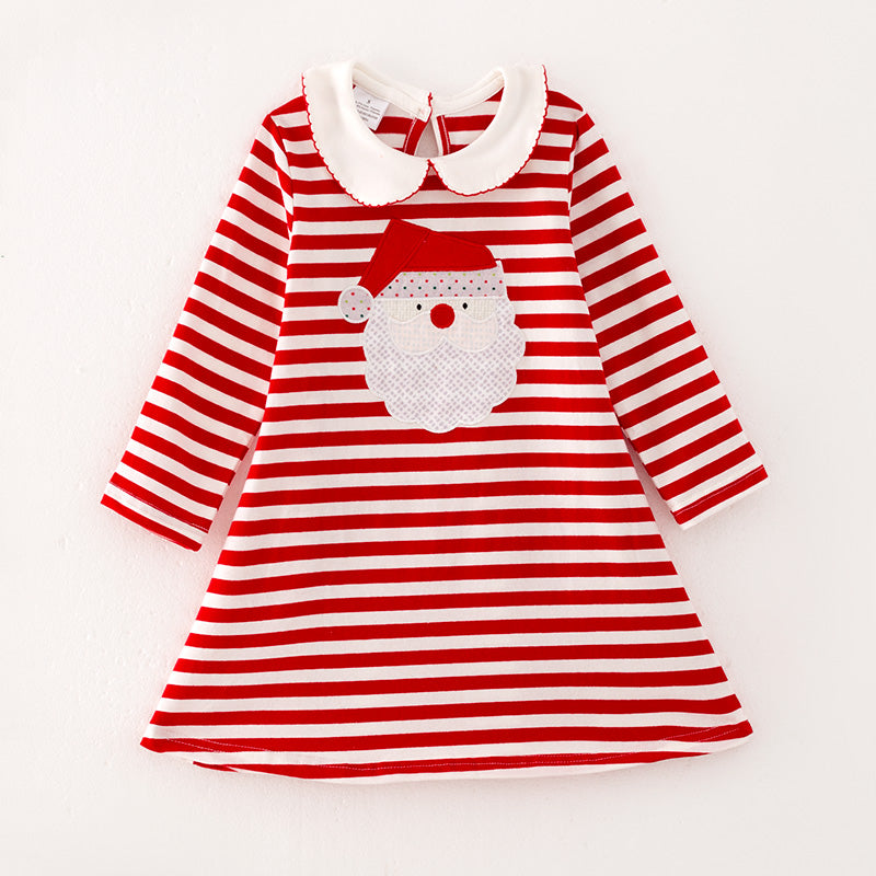 （In Stock G22-2-2）Girls Christmas Stripe Dress