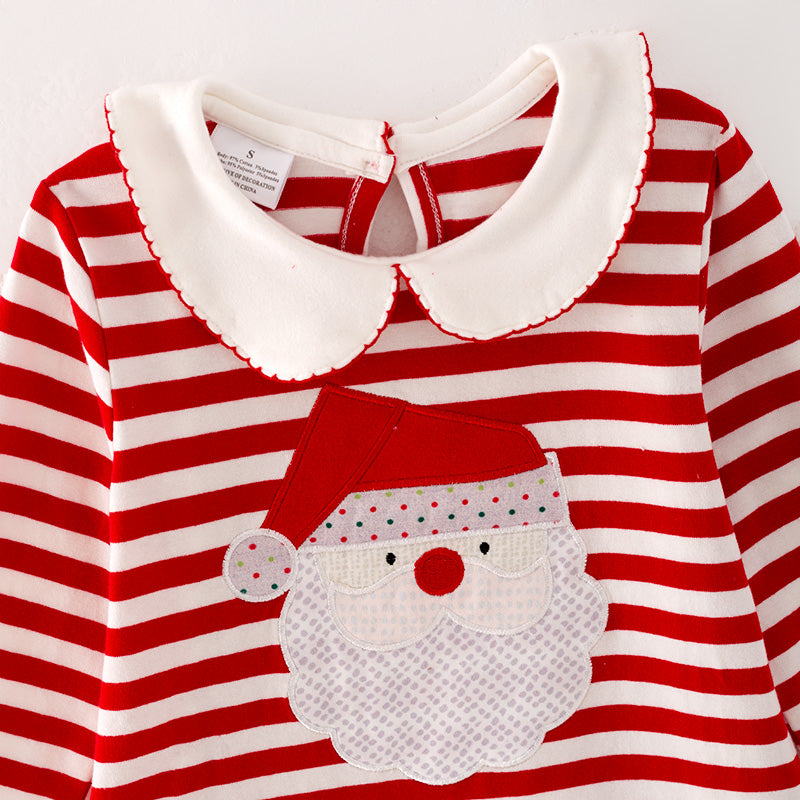 （In Stock G22-2-2）Girls Christmas Stripe Dress