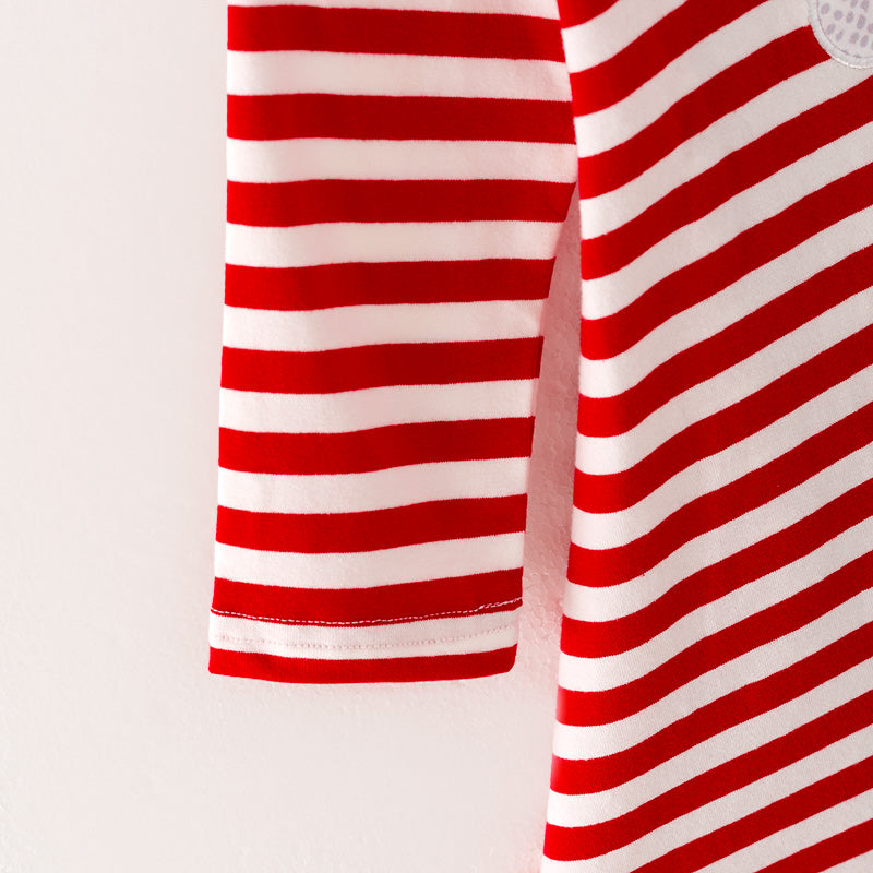 （In Stock G22-2-2）Girls Christmas Stripe Dress