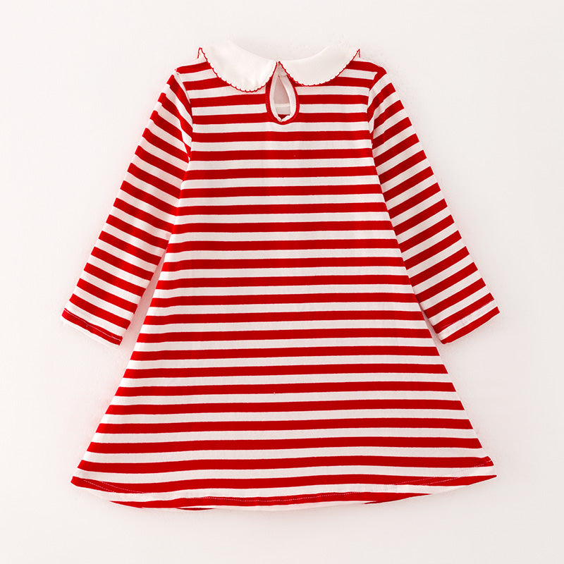 （In Stock G22-2-2）Girls Christmas Stripe Dress