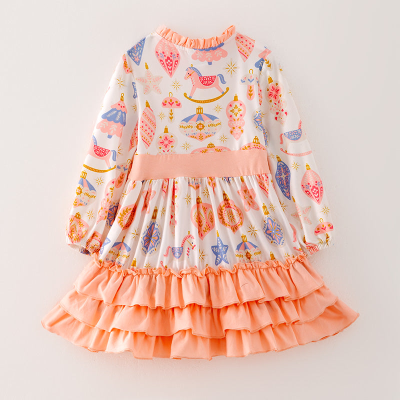 （In Stock G22-3-1）Girls Christmas Print Dress