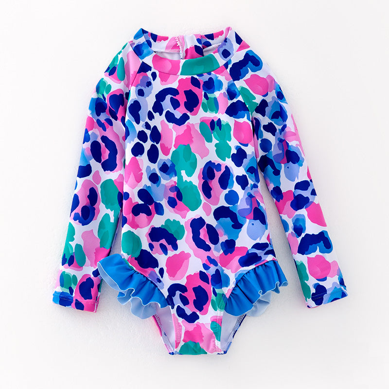 （In Stock）Girls Spring and Summer Floral Print Swimsuit