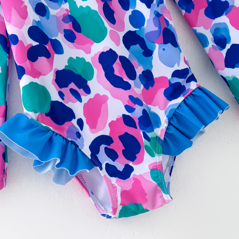 （In Stock）Girls Spring and Summer Floral Print Swimsuit