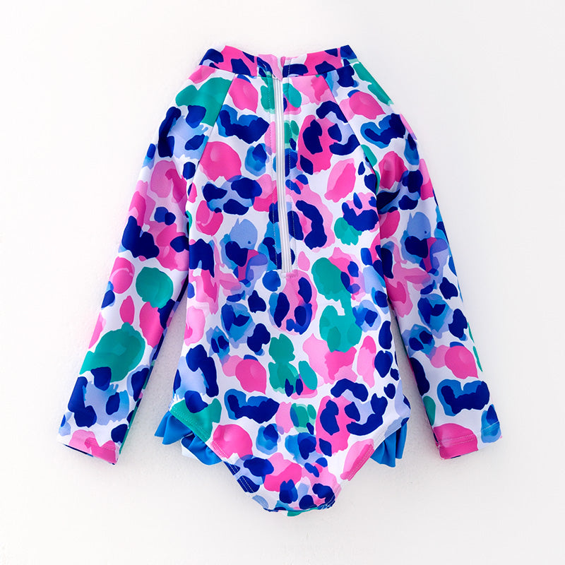 （In Stock）Girls Spring and Summer Floral Print Swimsuit