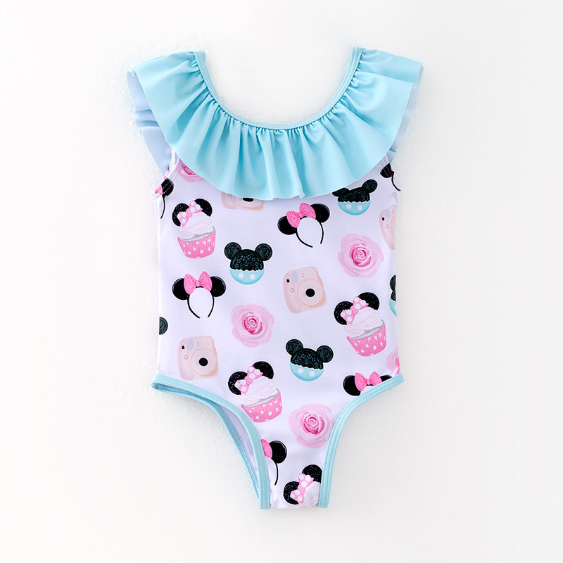 （In Stock）Girls Spring and Summer Cartoon Print Swimsuit