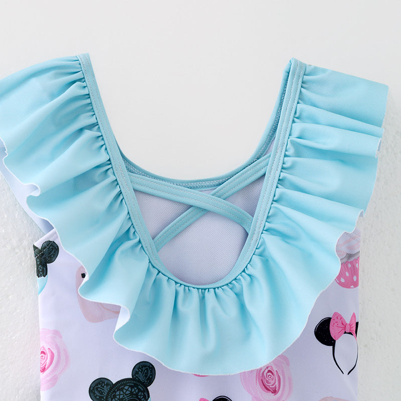 （In Stock）Girls Spring and Summer Cartoon Print Swimsuit