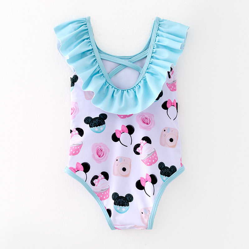 （In Stock）Girls Spring and Summer Cartoon Print Swimsuit