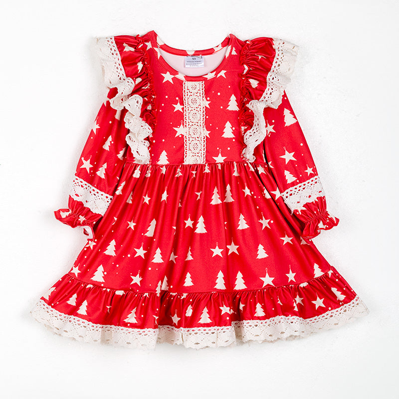 （In Stock L34-1-2）Girls Christmas Print Dress