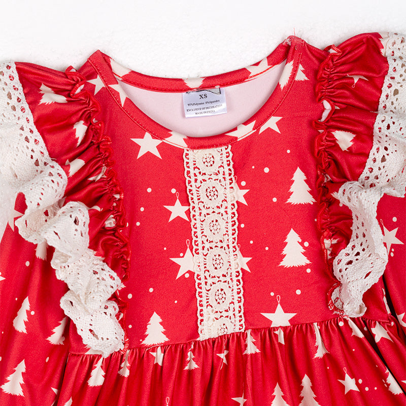 （In Stock L34-1-2）Girls Christmas Print Dress