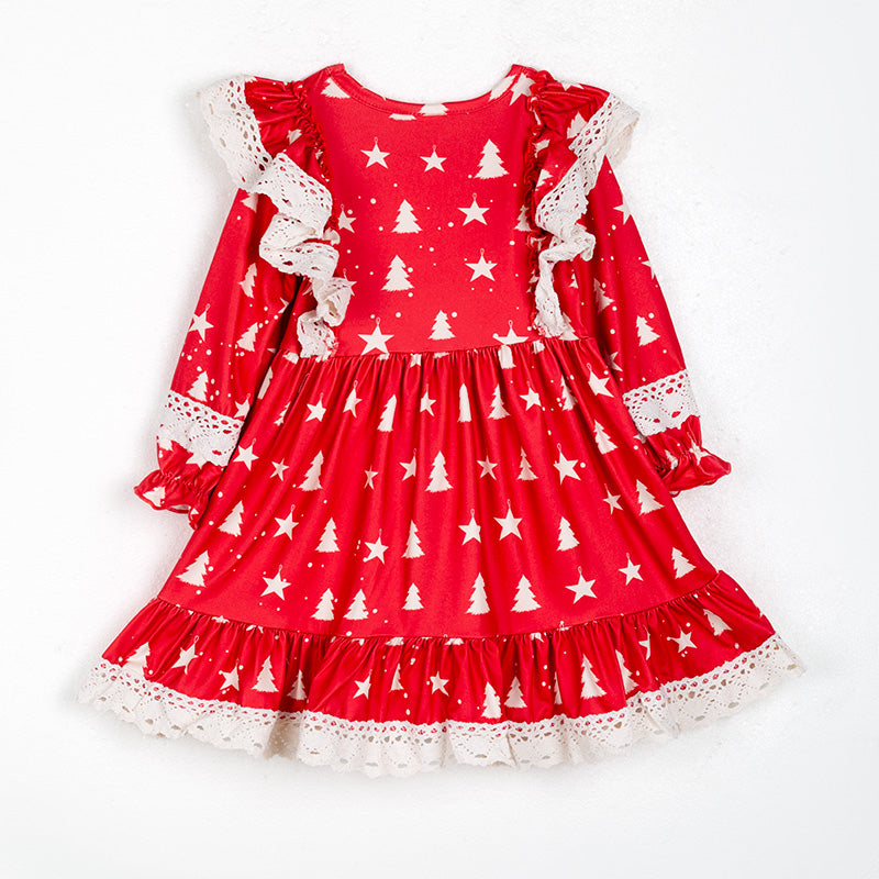 （In Stock L34-1-2）Girls Christmas Print Dress