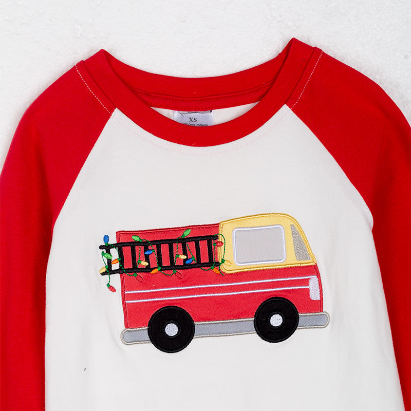 （In Stock L35-1-2）Boys Christmas Applique Top