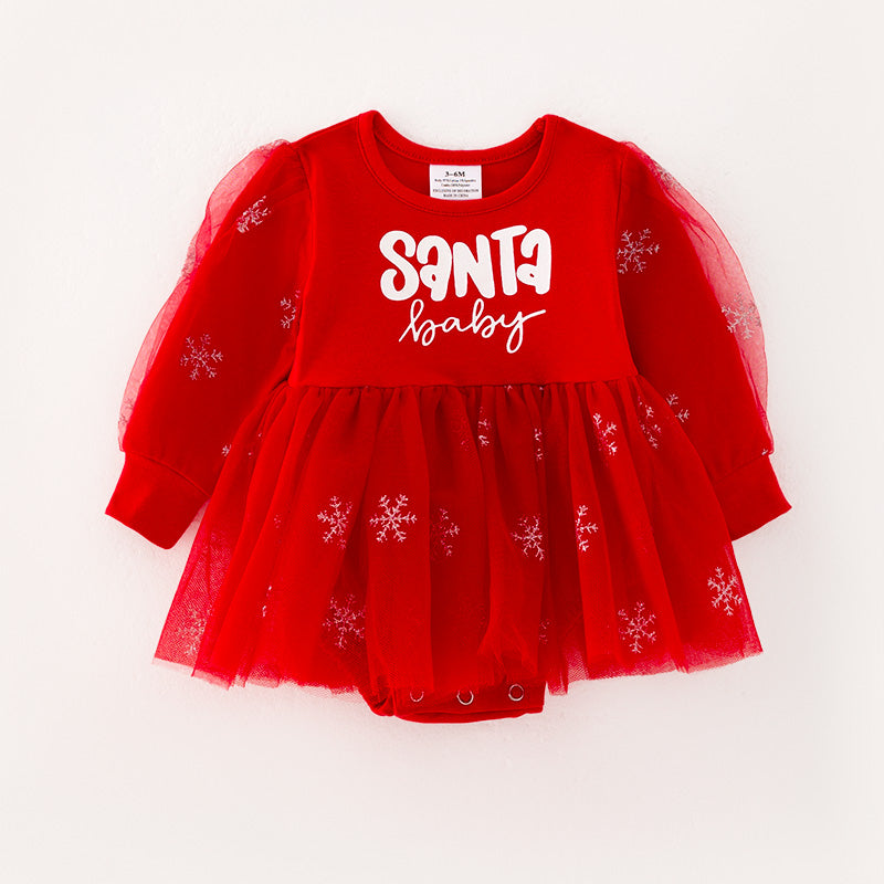 （In Stock G9-3-3）Baby Girls Christmas Red Romper