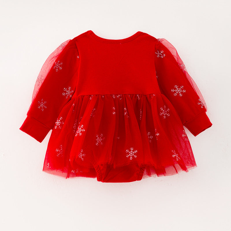 （In Stock G9-3-3）Baby Girls Christmas Red Romper