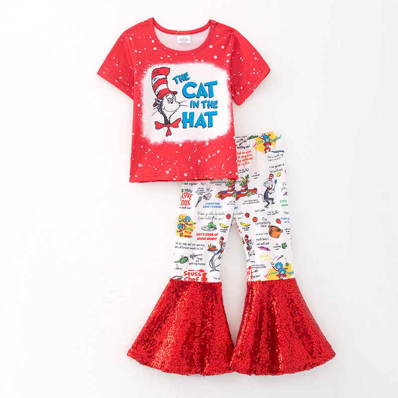 （In Stock）Girls Spring and Summer DR SEUSS Print Outfit Set