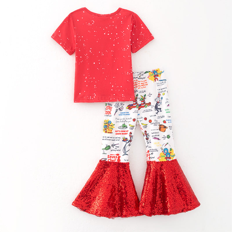 （In Stock）Girls Spring and Summer DR SEUSS Print Outfit Set