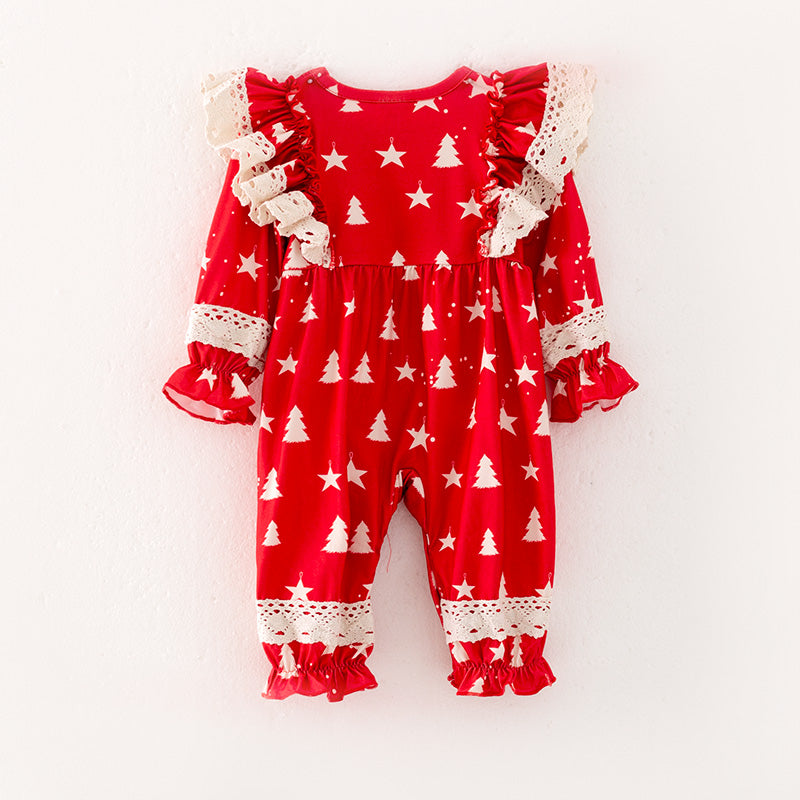 （In Stock L35-1-2）Baby Girls Christmas Print Romper