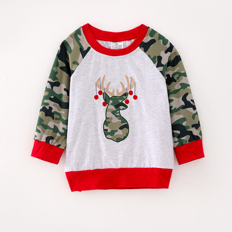 （In Stock L33-2-1）Boys Christmas Applique Top