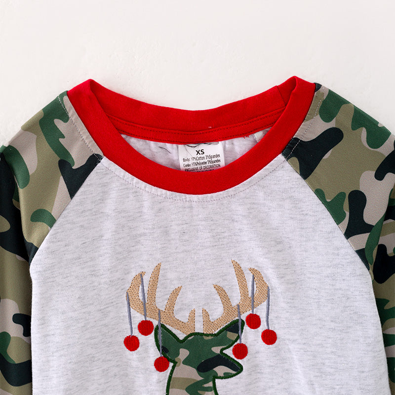 （In Stock L33-2-1）Boys Christmas Applique Top