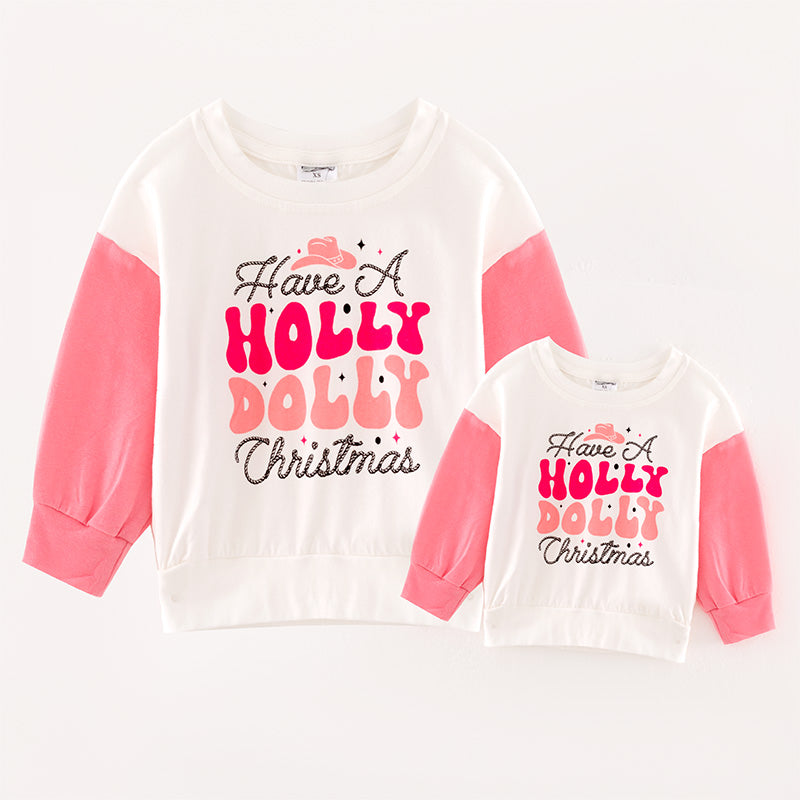 （In Stock L31-1-1）Mommy and Me Christmas Print Top