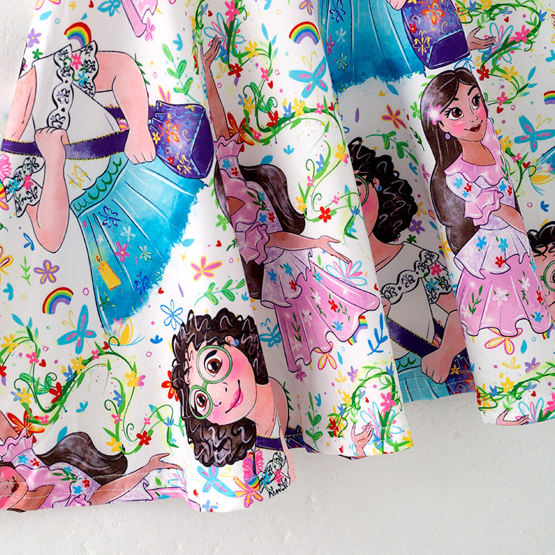 （In Stock）Girls Spring and Summer Cartoon Character Print Dress