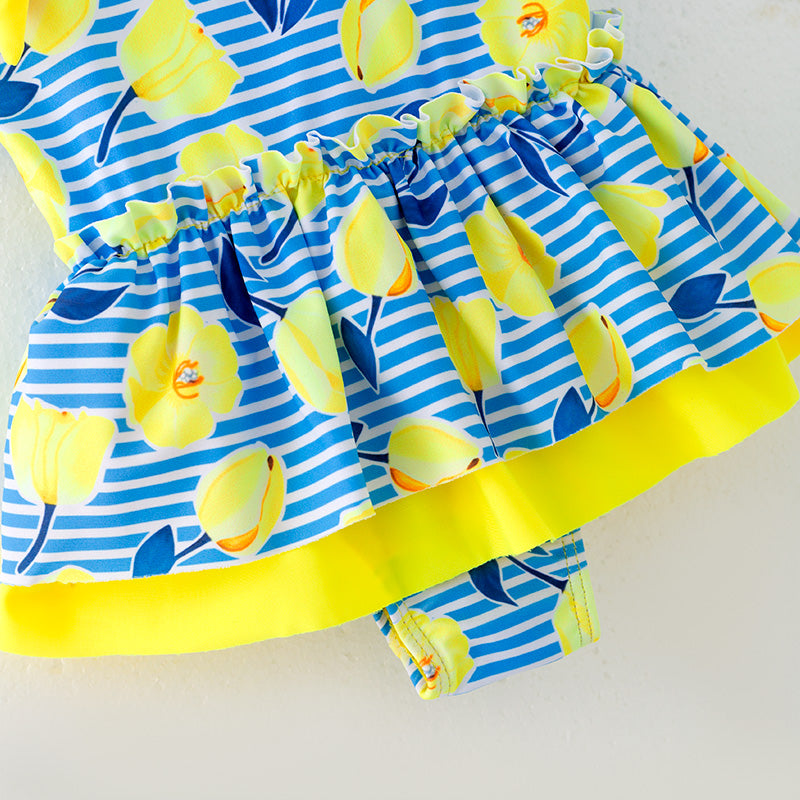 （In Stock）Girls Summer Tulip Print Swimsuit