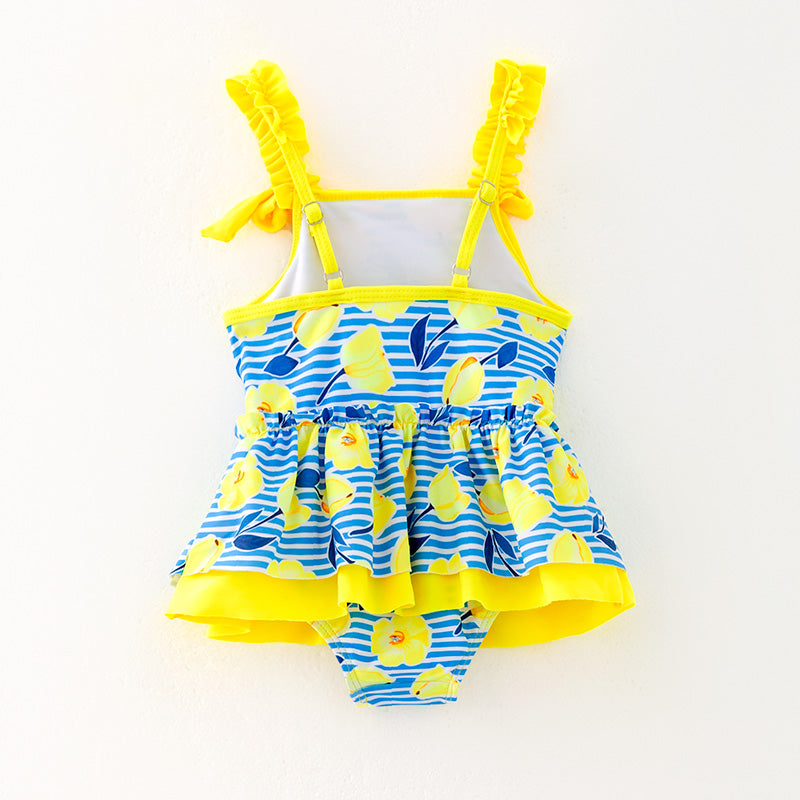 （In Stock）Girls Summer Tulip Print Swimsuit