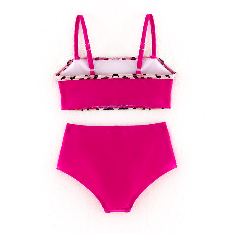 （In Stock）Mommy and Me Summer Hot Pink Leopard Print Swimsuit