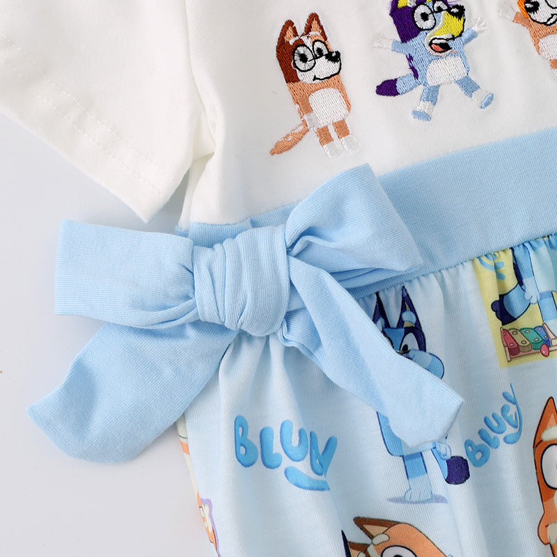 （In Stock G29-3-2）Baby Girls Cartoon Embroidery Romper