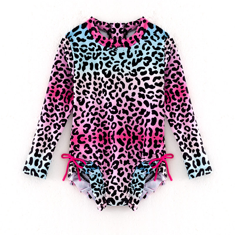 （In Stock）Girls Summer Multicoloured Leopard Print Swimsuit