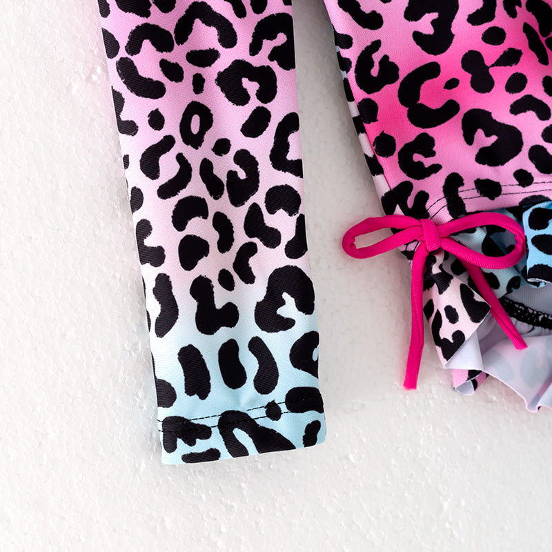 （In Stock）Girls Summer Multicoloured Leopard Print Swimsuit