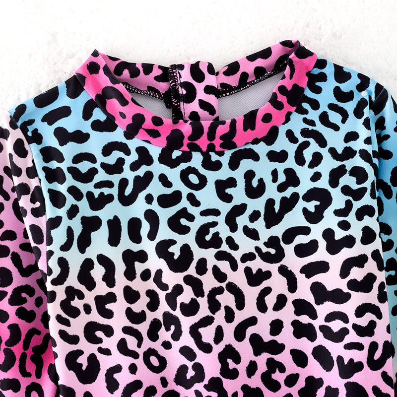 （In Stock）Girls Summer Multicoloured Leopard Print Swimsuit