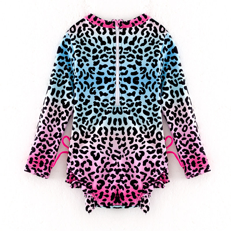 （In Stock）Girls Summer Multicoloured Leopard Print Swimsuit