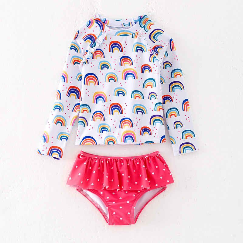 （In Stock）Girls Summer Rainbow Print Swimsuit