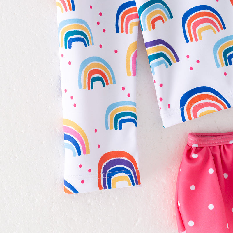 （In Stock）Girls Summer Rainbow Print Swimsuit