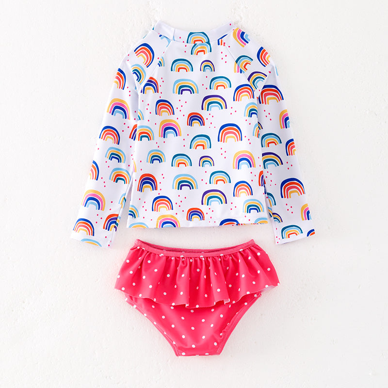 （In Stock）Girls Summer Rainbow Print Swimsuit