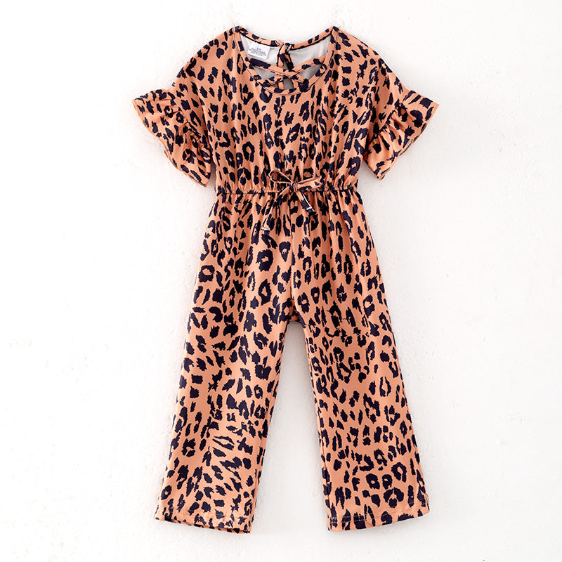 （In Stock）One Pack(8 Pieces total) Sale Girls Spring and Summer Leopard Print Jumpsuit