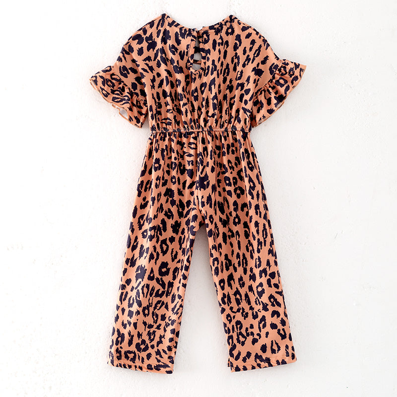 （In Stock）One Pack(8 Pieces total) Sale Girls Spring and Summer Leopard Print Jumpsuit